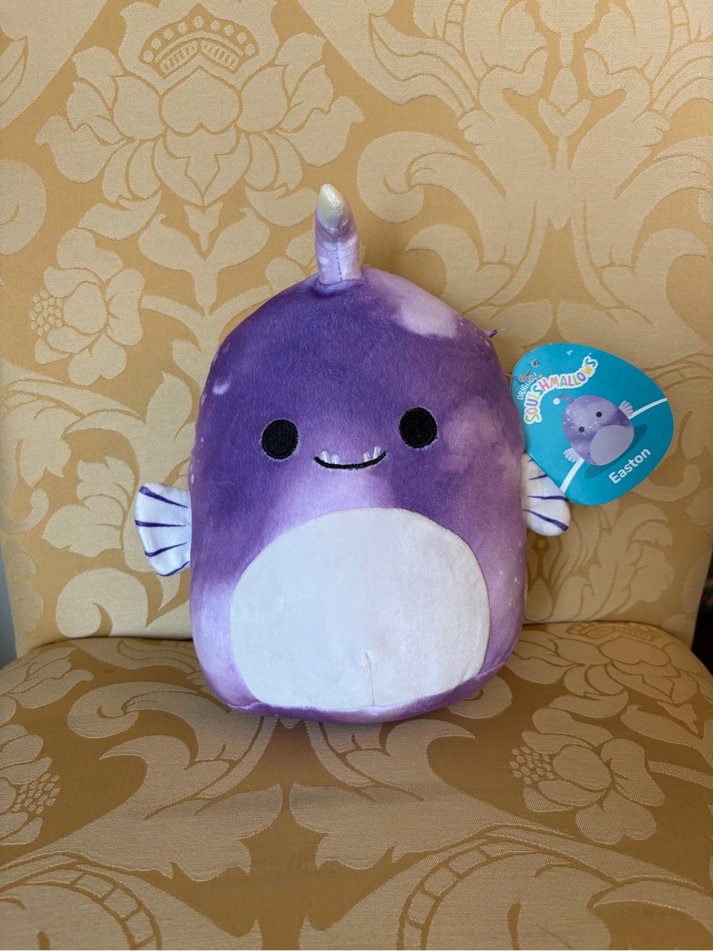 Squishmallows Purple and White Narwhal Plush - Easton Style